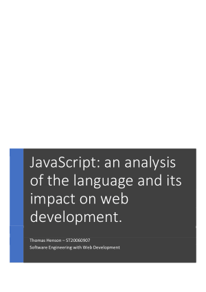 JavaScript: An Analysis of the Language and its Impact on Web Development Book of 2017