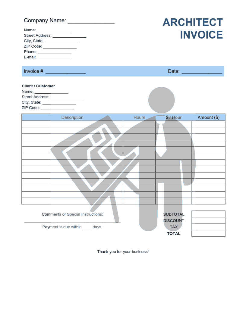 Architect Invoice Template Word | Excel | PDF
