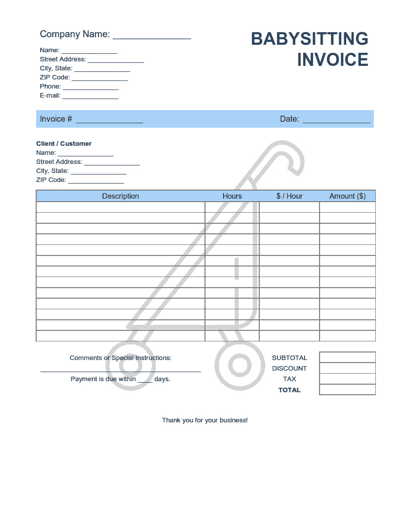 Free Download PDF Books, Babysitting Invoice Template Word | Excel | PDF
