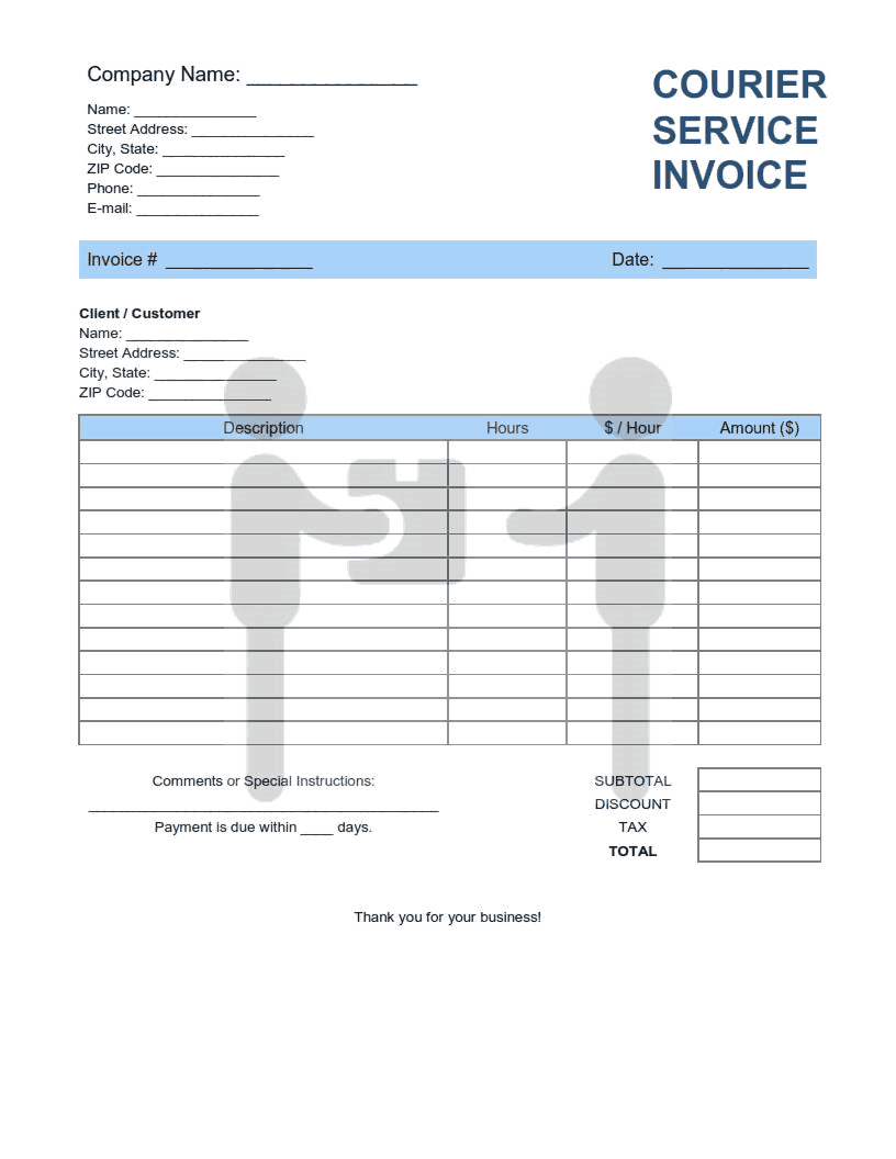 Courier Service Invoice Template Word | Excel | PDF