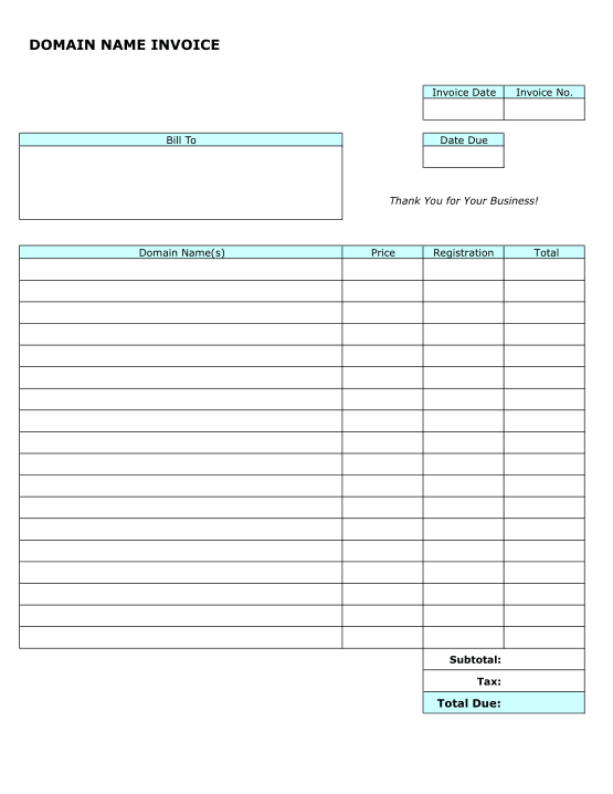 Domain Name Invoice Template Word | Excel | PDF