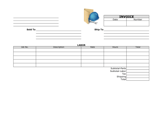 General Labor Invoice Template Word | Excel | PDF