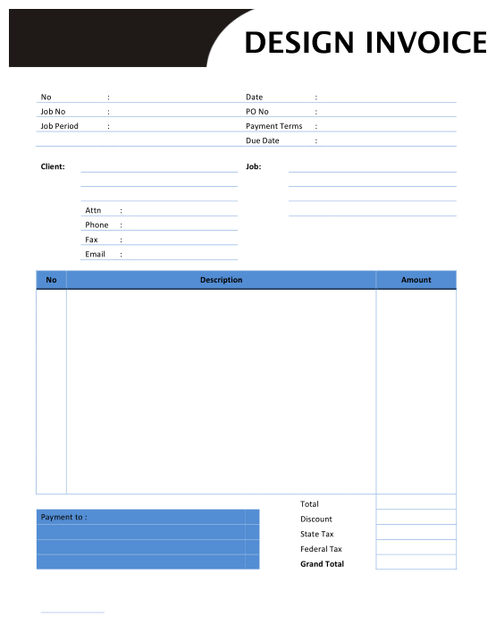 Graphic Design Web Invoice Template Word | Excel | PDF