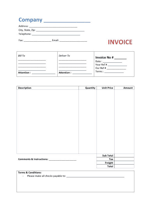 Simple Basic Invoice Template Word | Excel | PDF