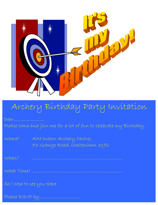 Archery Birthday Party Invitation Template Word | PDF