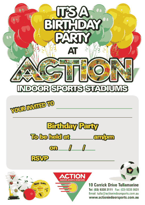 Free Download PDF Books, Indoor Sports Stadiums Birthday Party Invitation Template Word | PDF