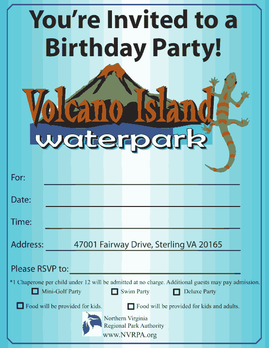 Island Water Park Birthday Party Invitation Template Word | PDF