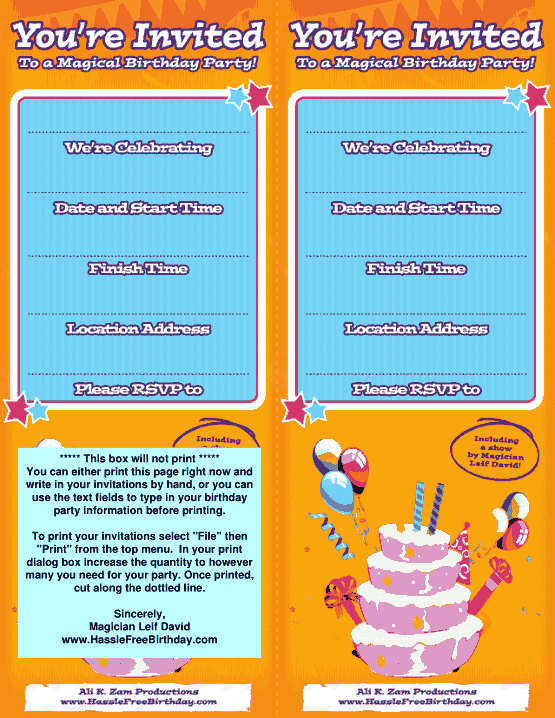Free Download PDF Books, Magical Birthday Party Invitation Template Word | PDF