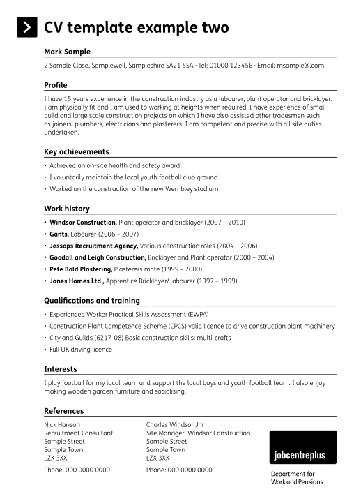 Construction Laborer Resume Template Word | PDF