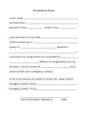 Permission Permission Slip Template Word | PDF Form