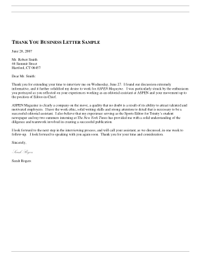 Sample Business Thank You Letter Template – Word, PDF