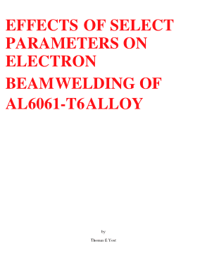 Free Download PDF Books, Effects Of Select Parameters On Electron Beam Welding Of Al6