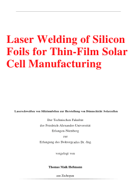 Laser Welding Of Silicon Foils For Thin Film Solar Cell Man
