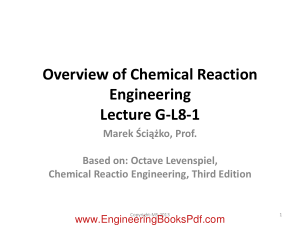 Overview of Chemical Reaction Engineering Lecture G L8 1