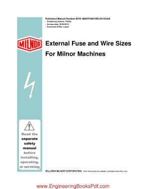 External Fuse and Wire Sizes For Milnor Machines