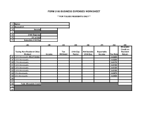 Business Expenses Worksheet Sample Template