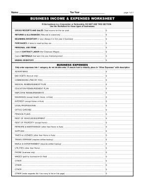 Free Download PDF Books, Business Income and Expenses Worksheet Template