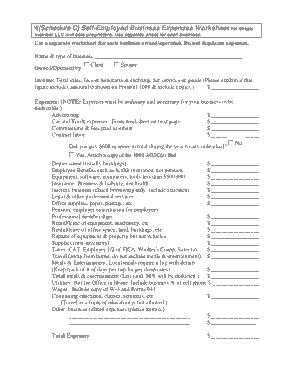 Self Employed Business Expenses Worksheet Template