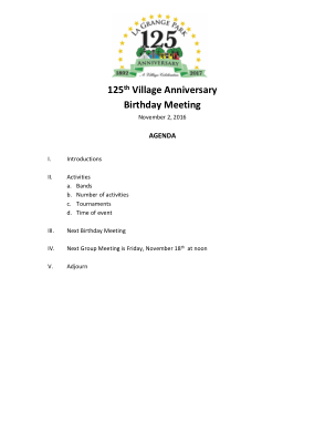 Free Download PDF Books, Birthday Meeting Agenda Template
