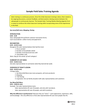 Free Download PDF Books, Field Sales Training Agenda Template