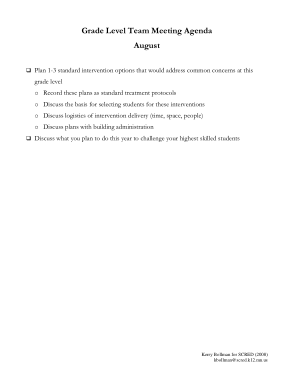 Free Download PDF Books, Grade Level Team Meeting Agenda Template
