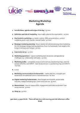 Free Download PDF Books, Marketing Workshop Agenda Template