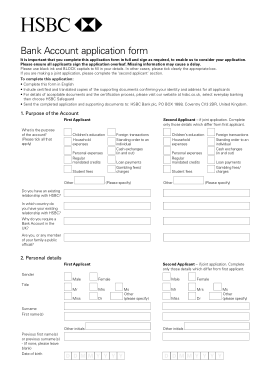 Bank Account Application Form Template