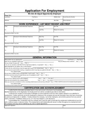 Free Download PDF Books, Blank Employment Application Form Template