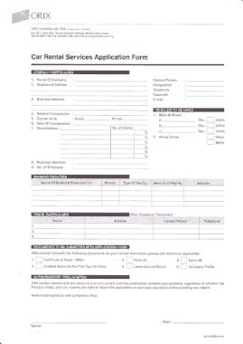 Car Rental Services Application Form Template