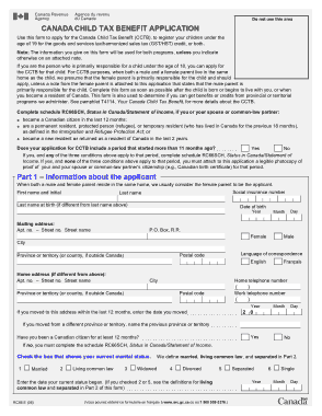 Child Tax Benefit Application Form Template