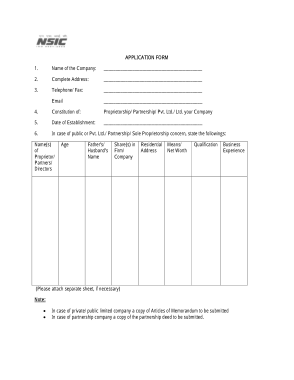 Company Application Form Sample Template