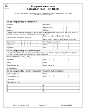 Compassionate Leave Application Form Template