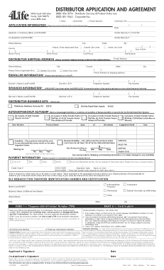 Distributor Application and Agreement Form Template