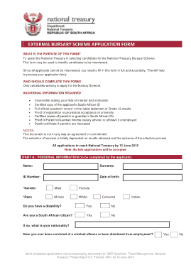 External Bursary Application Form Template