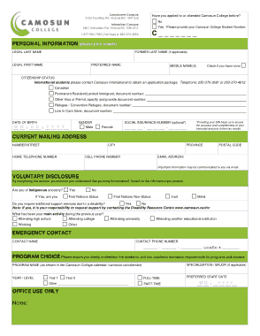 General College Application Form Template
