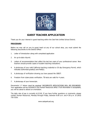 Guest Teacher Application Form Template