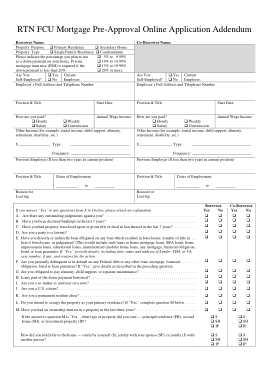 Mortgage Pre Approval Application Form Template