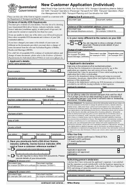 New Customer Application Form Template