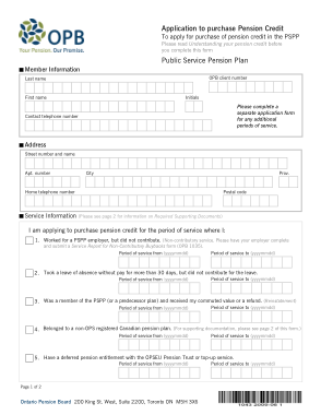 Pension Credit Application Form Template