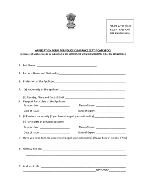 Police Clearance Application Form Template
