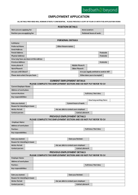 Sample Employee Application Form Template