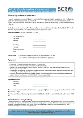 Share Application Form Sample Template