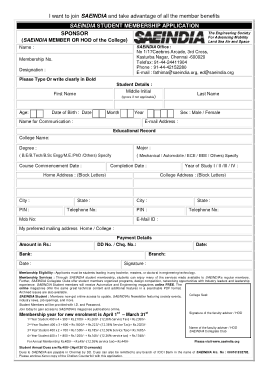 Student Membership Application Form Template