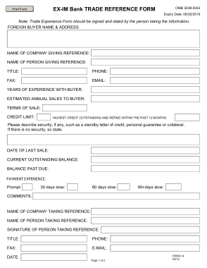 Trade Reference Application Form Template
