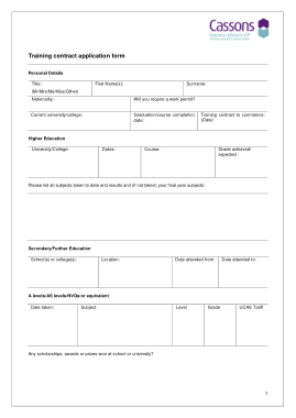 Training Contract Application Form Template