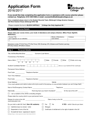 University College Application Form Template