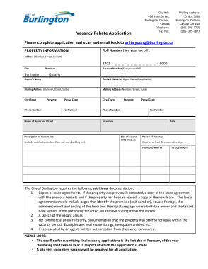 Vacancy Rebate Application Form Template