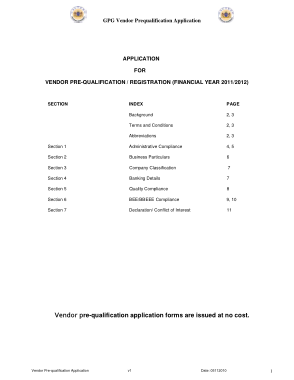 Vendor Pre Qualification Application Form Template