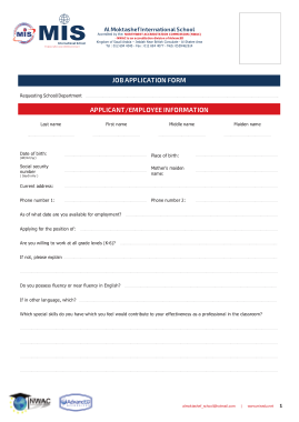 Employee Job Application Form Template
