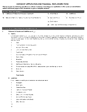 Financial Disclosure Application Form Template